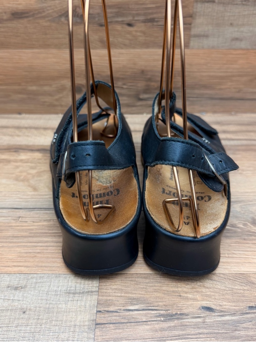 Finn Comfort Black Leather Adjustable Strap Slingback Sandals Size 8.5 A - Picture 4 of 8